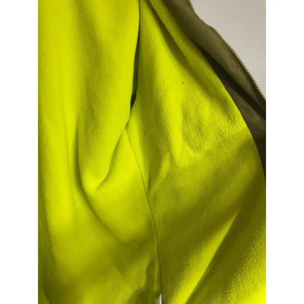 Adidas Primeblue Running Jacket Women’s M Olive Green Neon Yellow Hooded FullZip